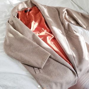 Zara tan orange lined wool blend coat